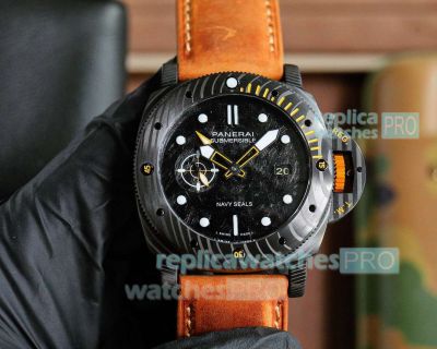 Perfect Replica Panerai Submersible GMT Navy Seals Black Dial Watch